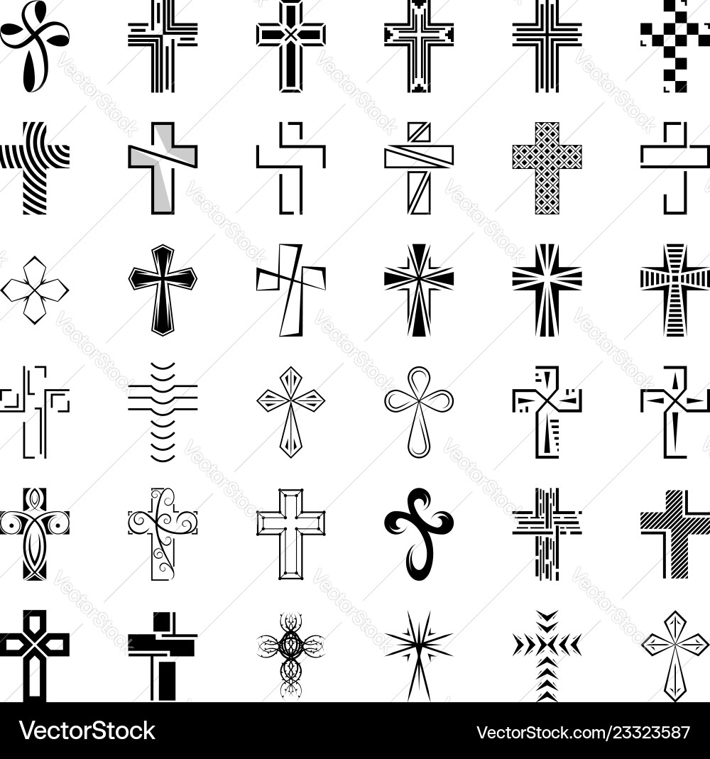Christian Cross Icon Set vector image