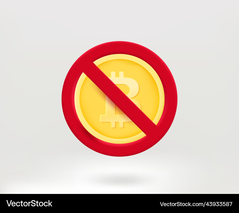 Crossed out bitcoin sygn no cryptocurrency vector image