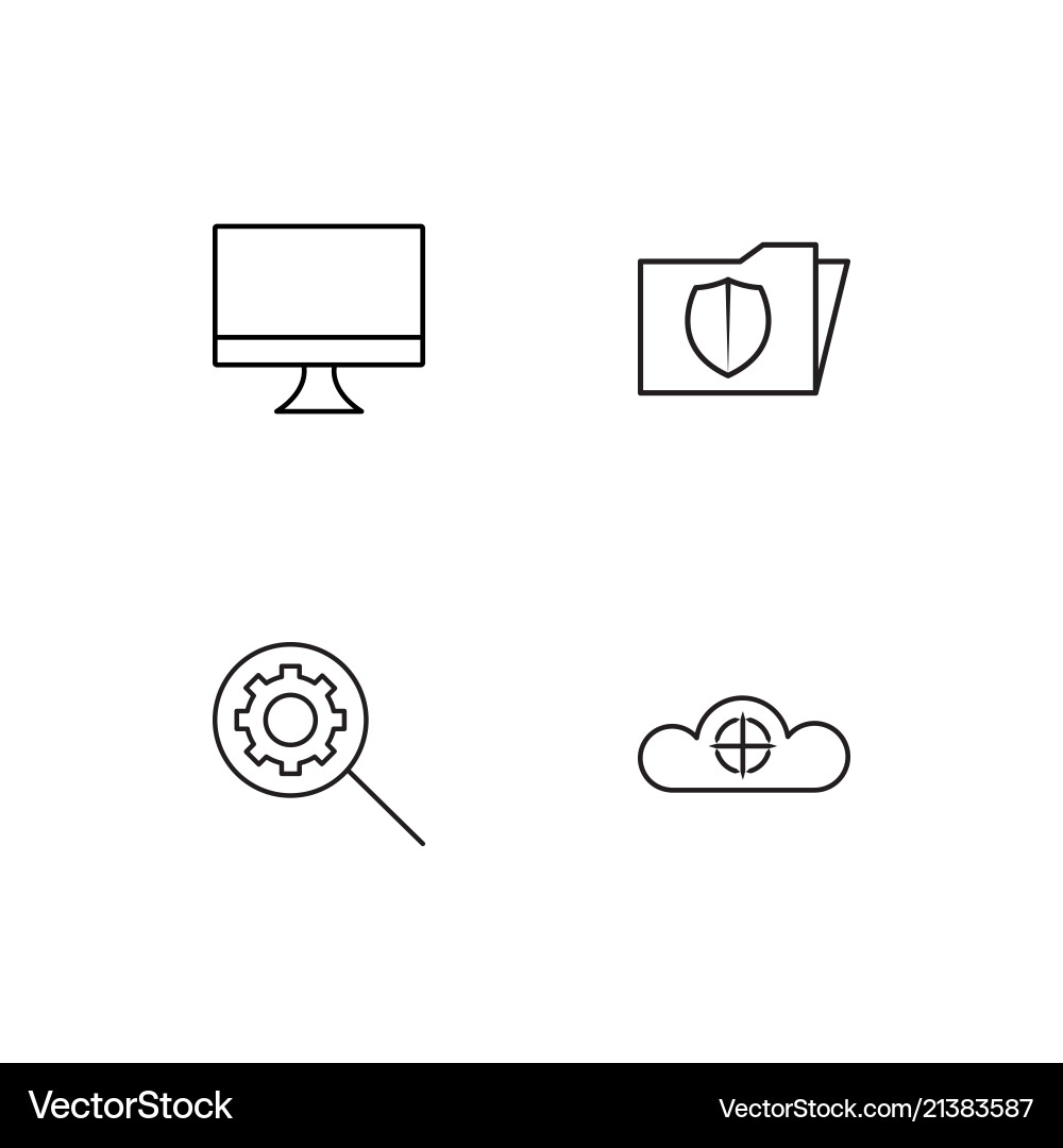 Cyber security linear icons set simple outline vector image