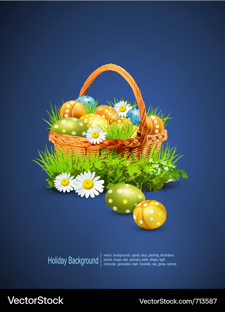 Easter eggs basket Royalty Free Vector Image - VectorStock
