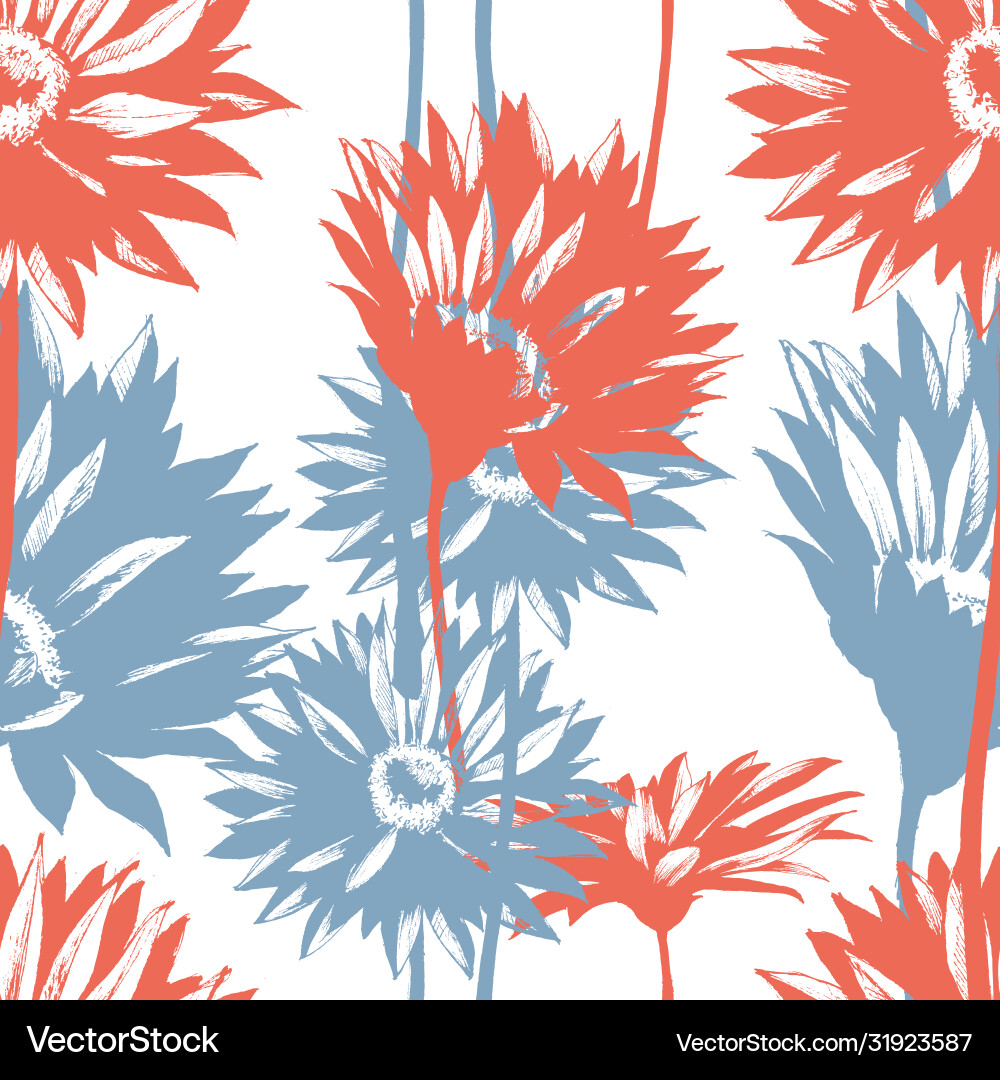 Gerbera Floral Seamless Pattern vector image