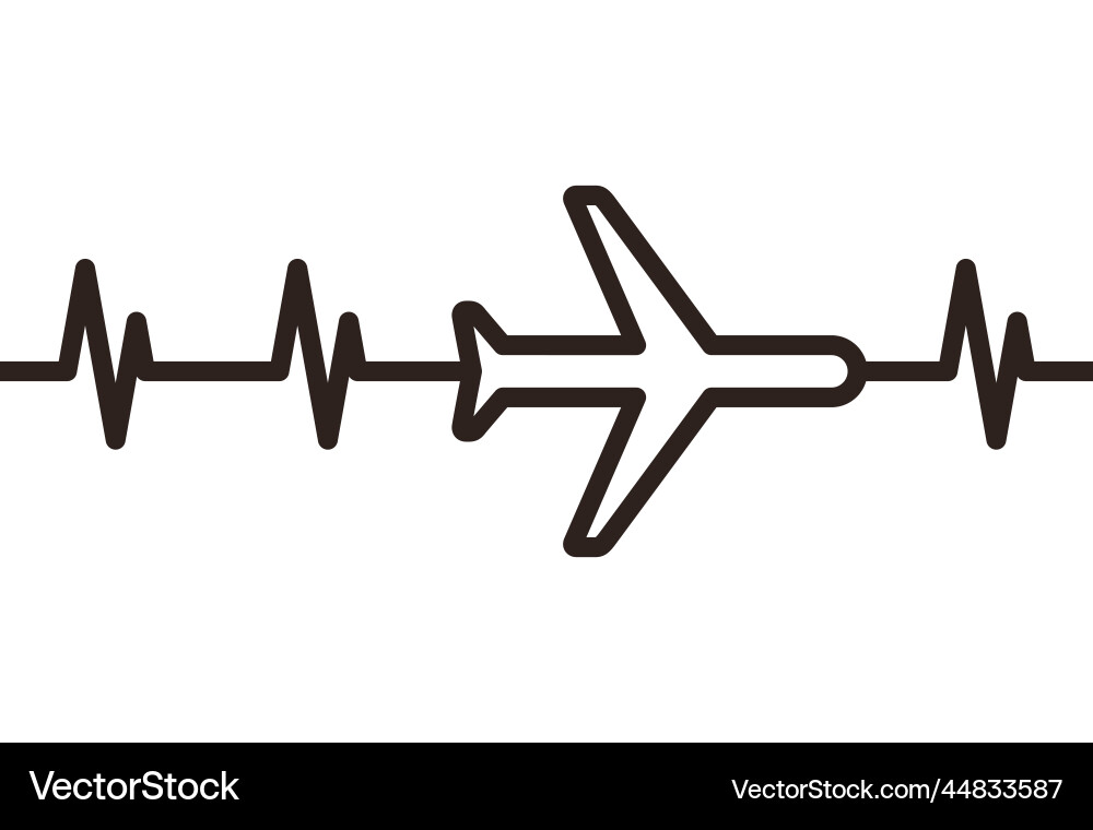 Heartbeat Airplane Symbol Vector Image