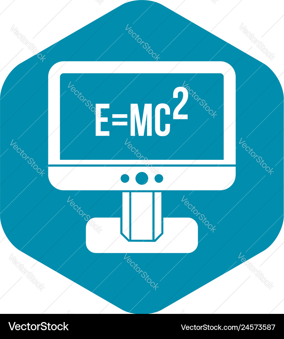 Monitor with einstein formula icon simple style Vector Image