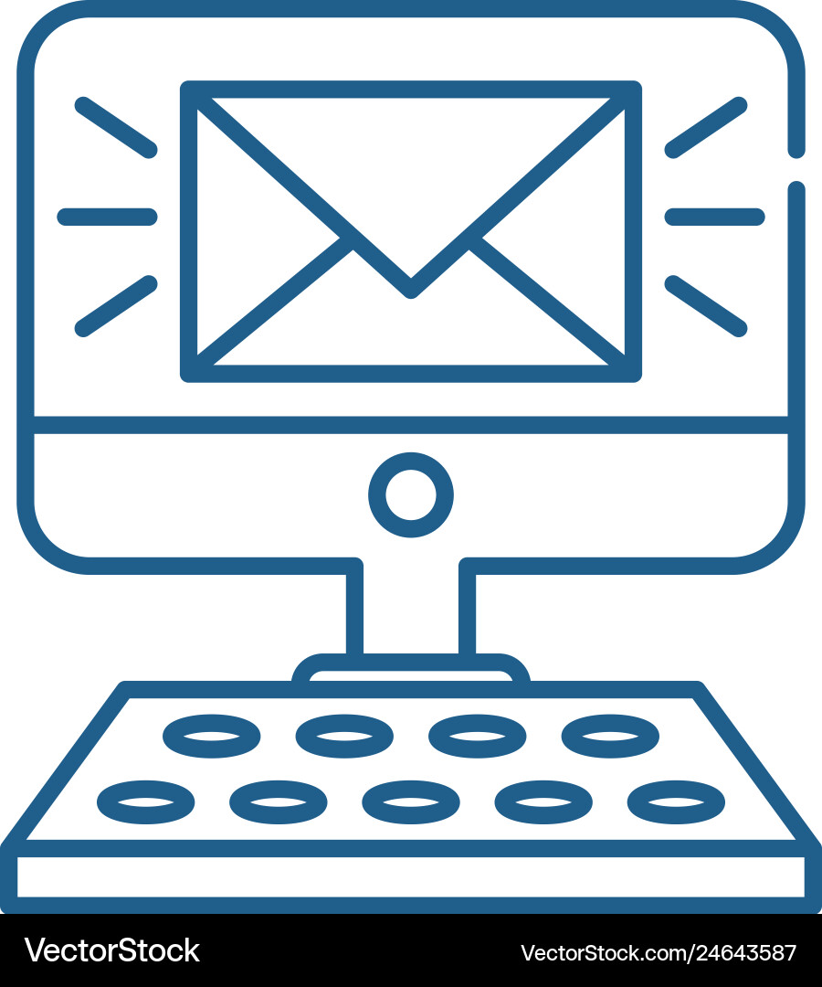 New message line icon concept flat vector image