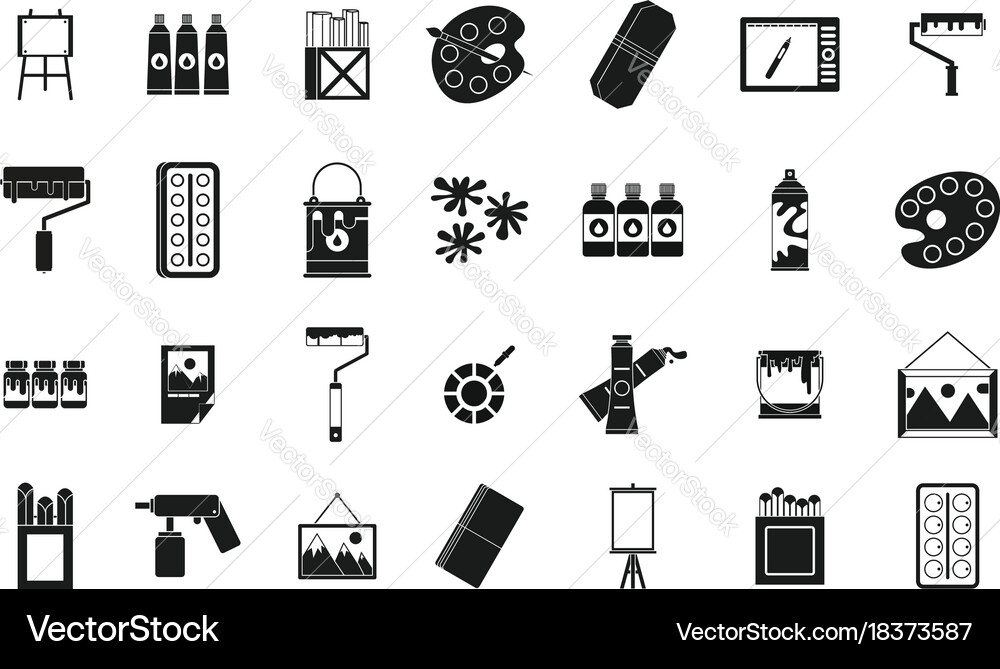 Paint tools icon set simple style Vector Image