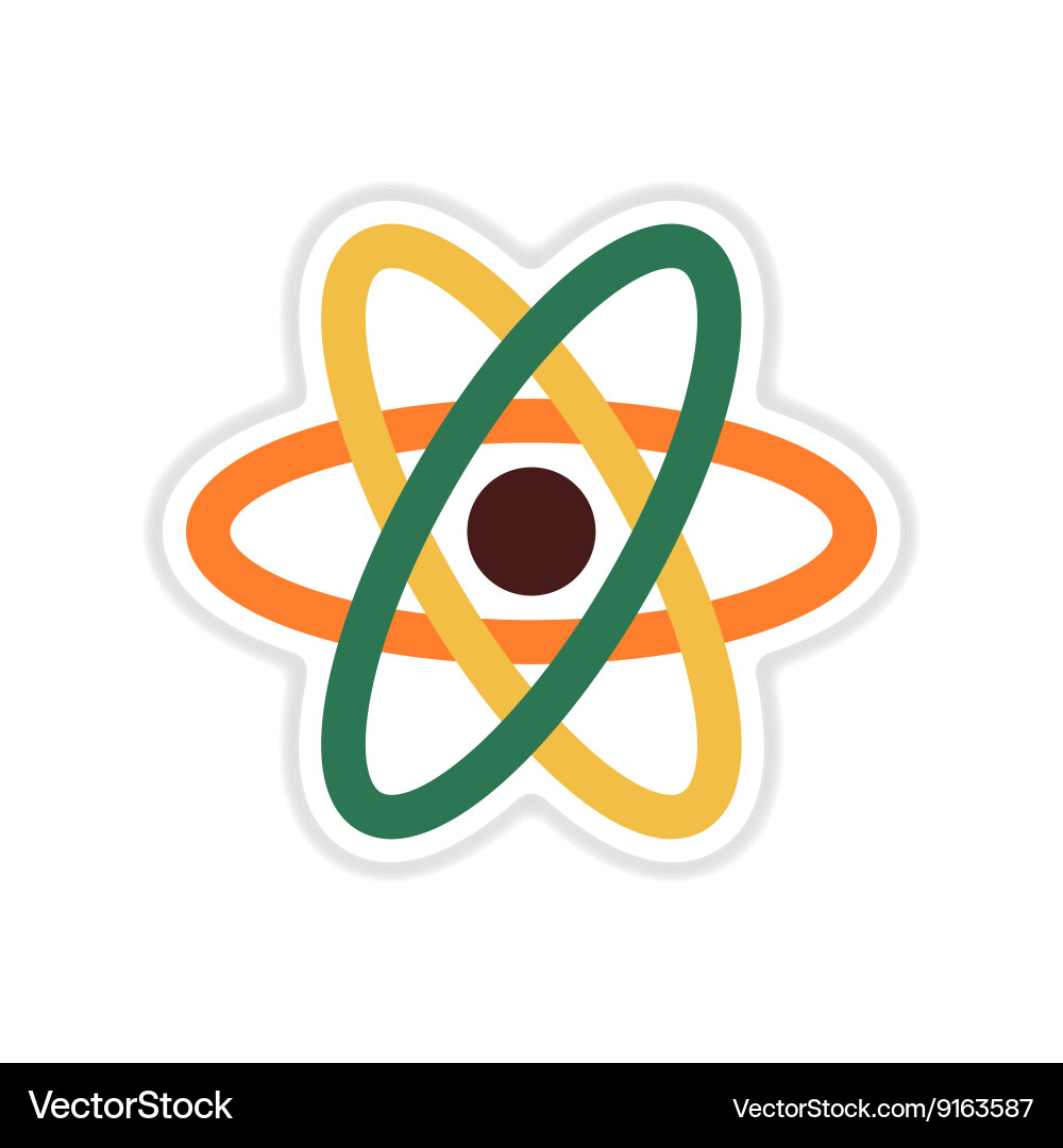 Paper sticker on white background atom – Free Vector | VectorStock
