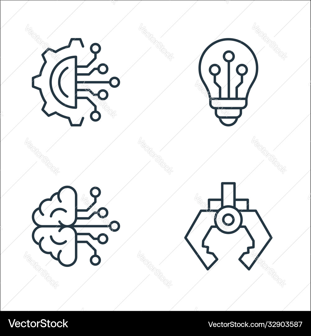 Robotics line icons linear set quality Robotics line icons linear set quality vector image