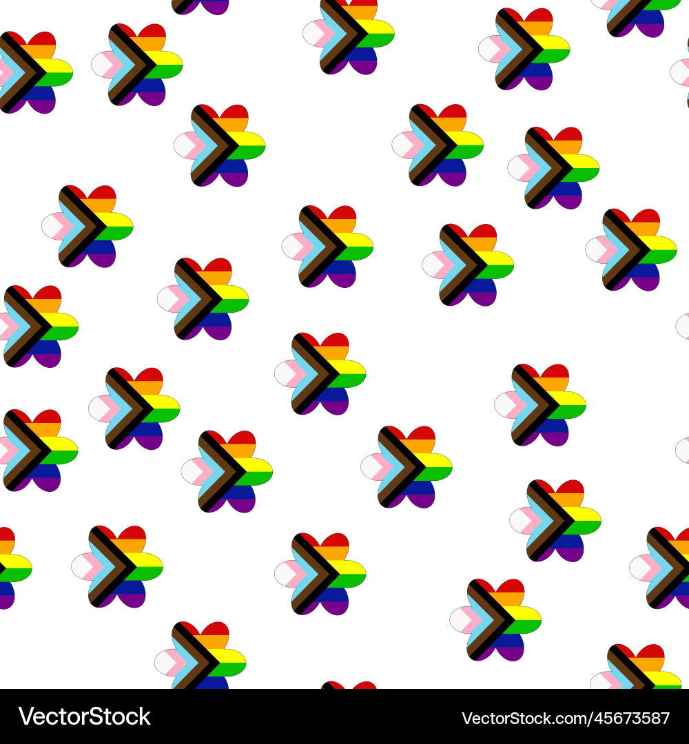 Seamless pattern with new lgbt flag hearts text Seamless pattern with new lgbt flag hearts text Vector Image
