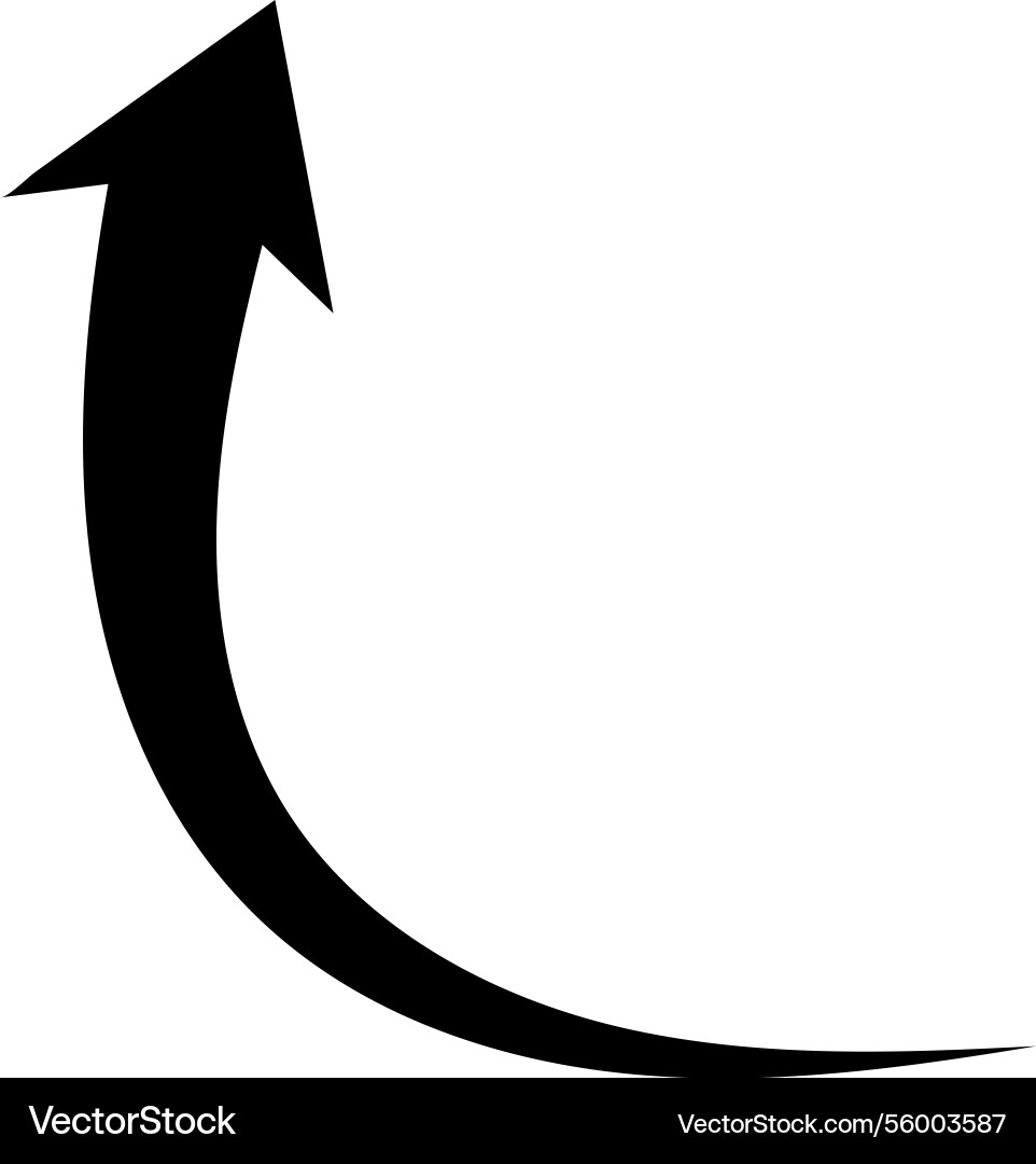 Simple black curved arrow pointing up for ui Simple black curved arrow pointing up for ui vector image