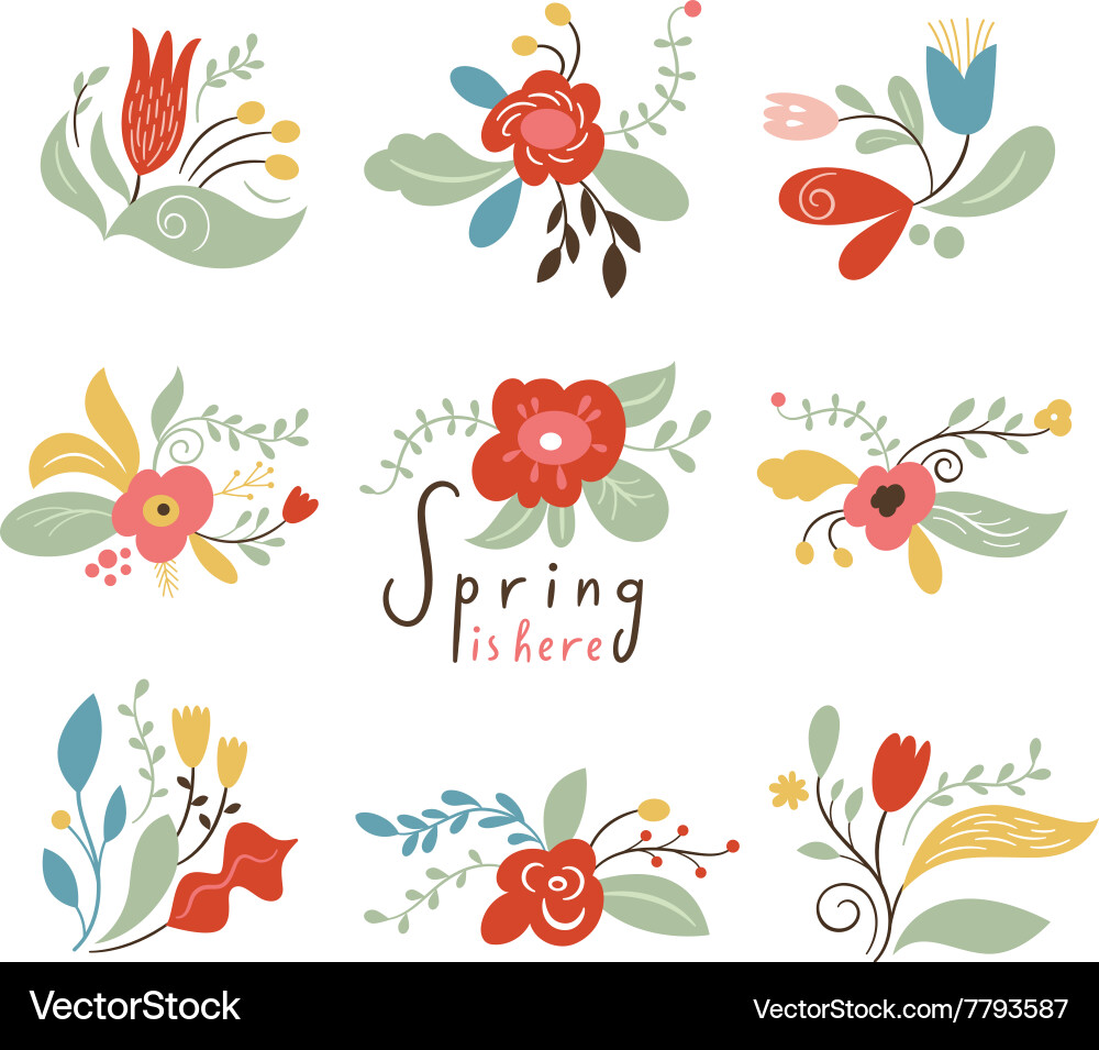 Spring Floral Set Royalty Free Vector Image - VectorStock