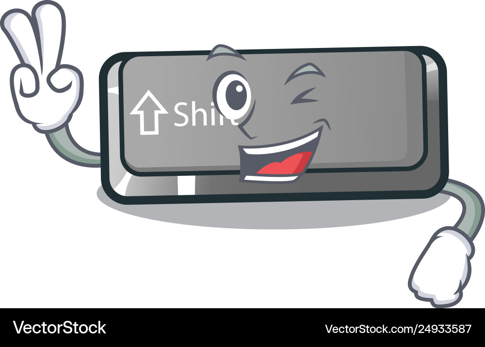 Two finger button shift on a keyboard mascot Two finger button shift on a keyboard mascot vector image