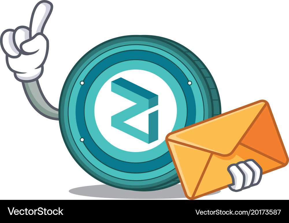 With envelope zilliqa coin character cartoon Vector Image