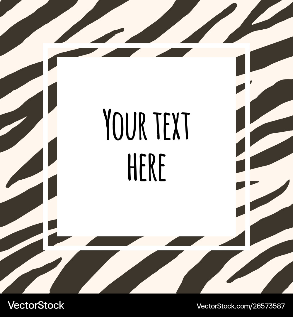 Zebra Print Frame with Text Banner vector image