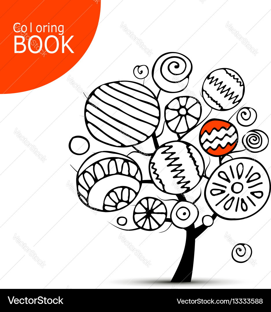 Abstract tree with circles sketch for your vector image
