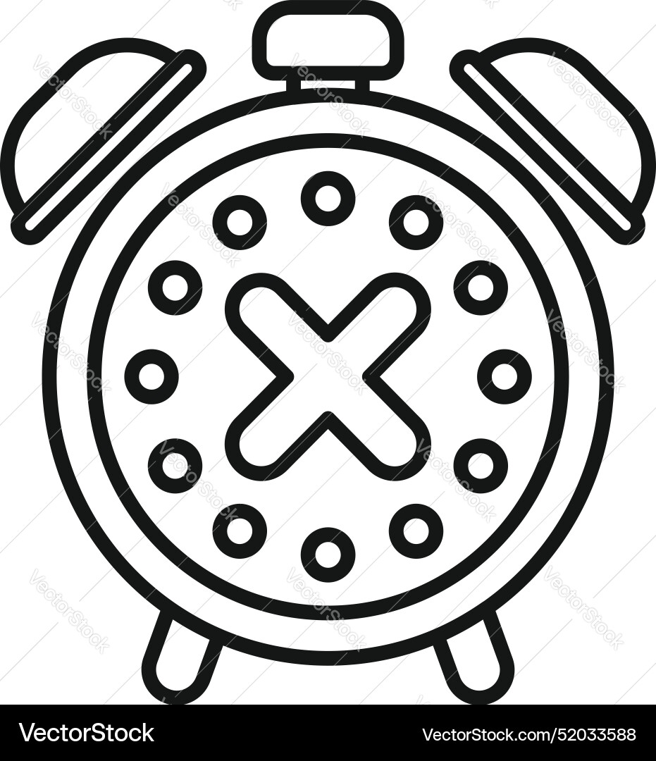 Alarm clock showing stop or cancel symbol for time Alarm clock showing stop or cancel symbol for time Vector Image