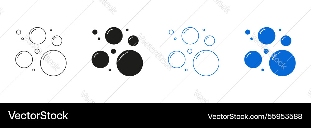 Bubbles line and solid icon set bubble variations Bubbles line and solid icon set bubble variations vector image