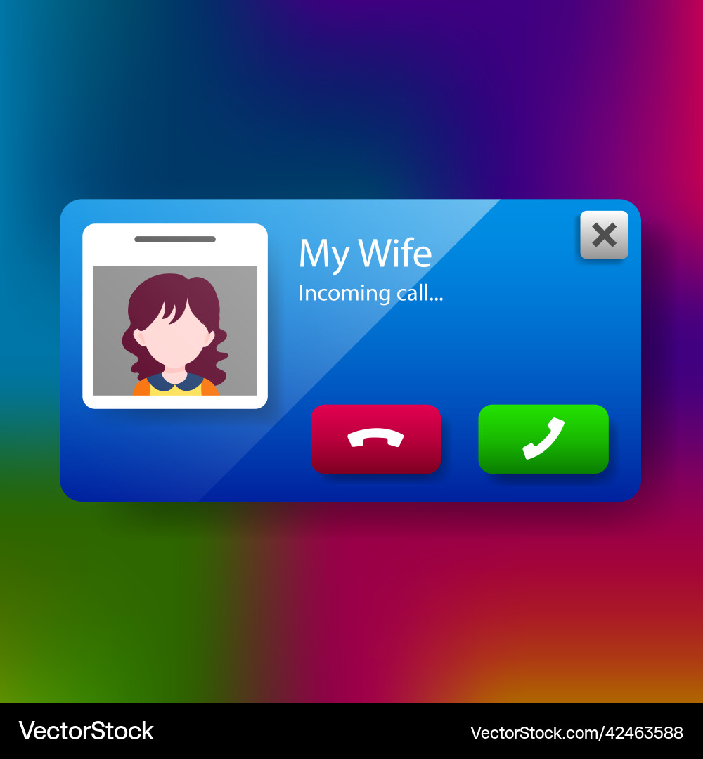Floating user interface incoming call pop up vector image