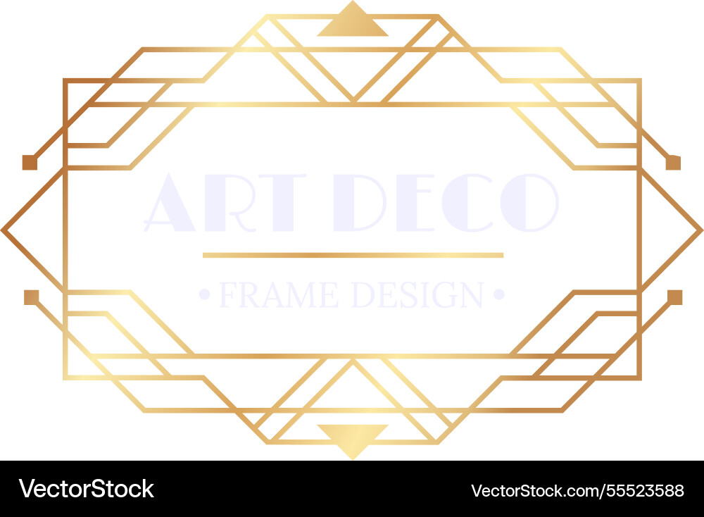 Golden art deco frame featuring geometric shapes Golden art deco frame featuring geometric shapes vector image
