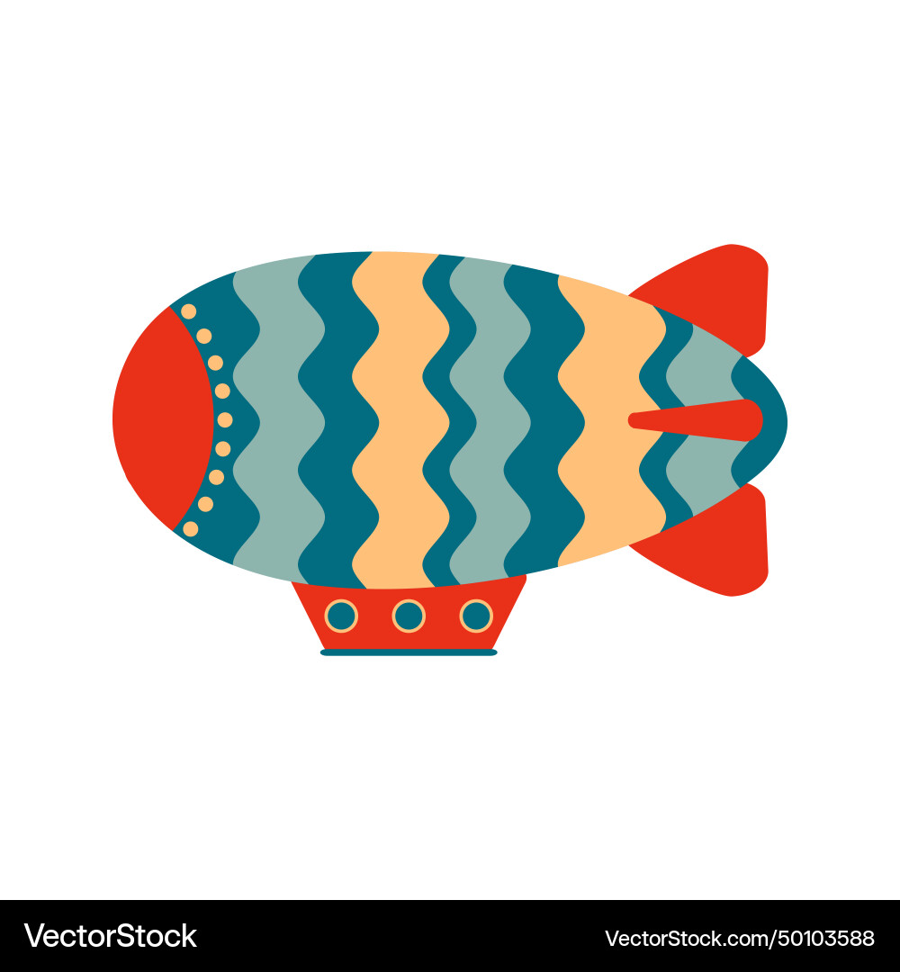 Groovy wavy dirigible in simple retro style Vector Image