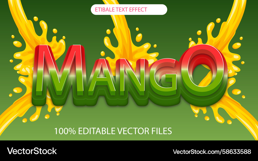 Mango 3d editable text effect template Mango 3d editable text effect template Vector Image