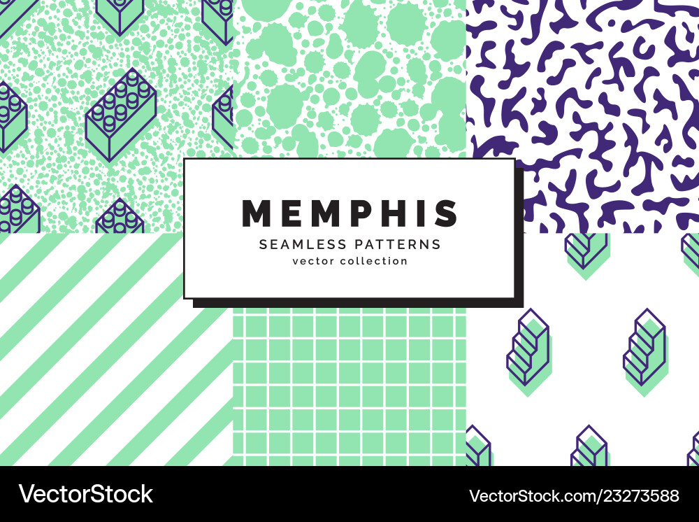 Memphis Retro Patterns Set vector image
