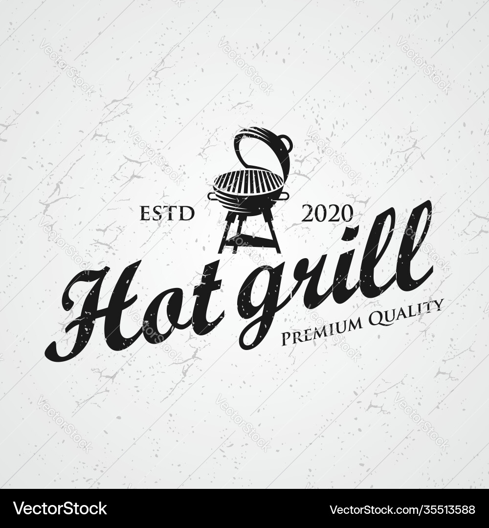 Retro Grill Logo - Rustic BBQ Vector Image
