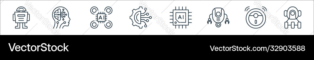 Robotics line icons linear set quality vector image