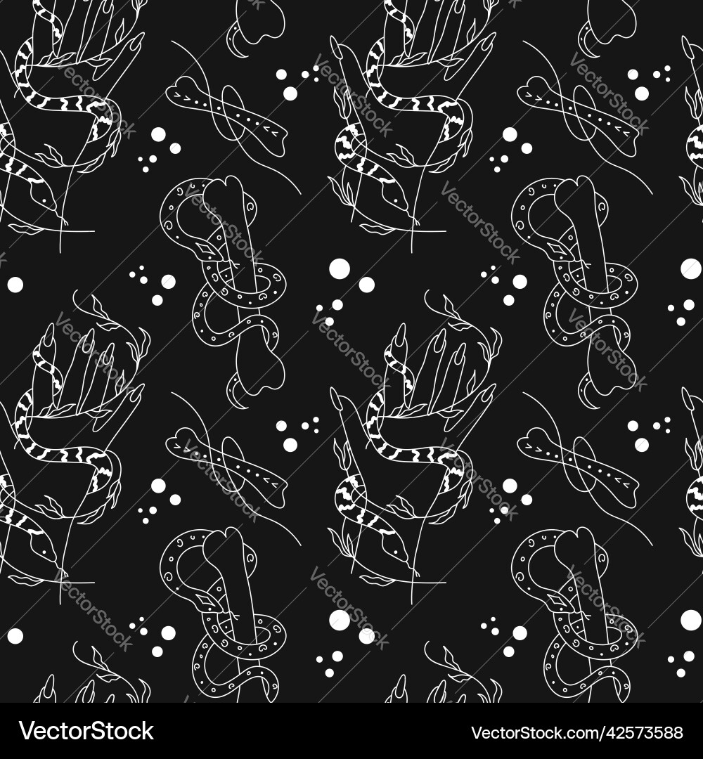 Seamless pattern with hand and snake bone Seamless pattern with hand and snake bone vector image