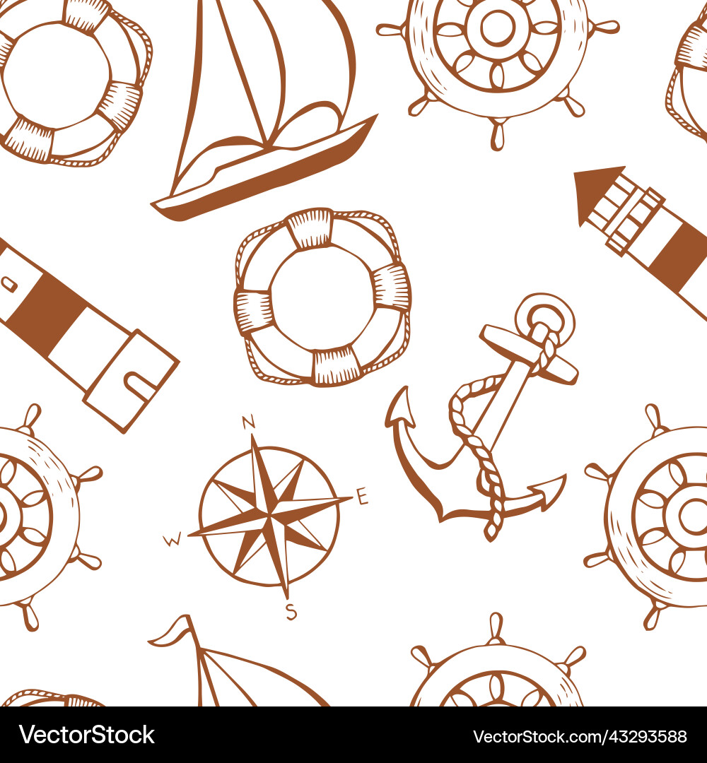 Seamless pattern with marine objects sea or ocean Seamless pattern with marine objects sea or ocean vector image