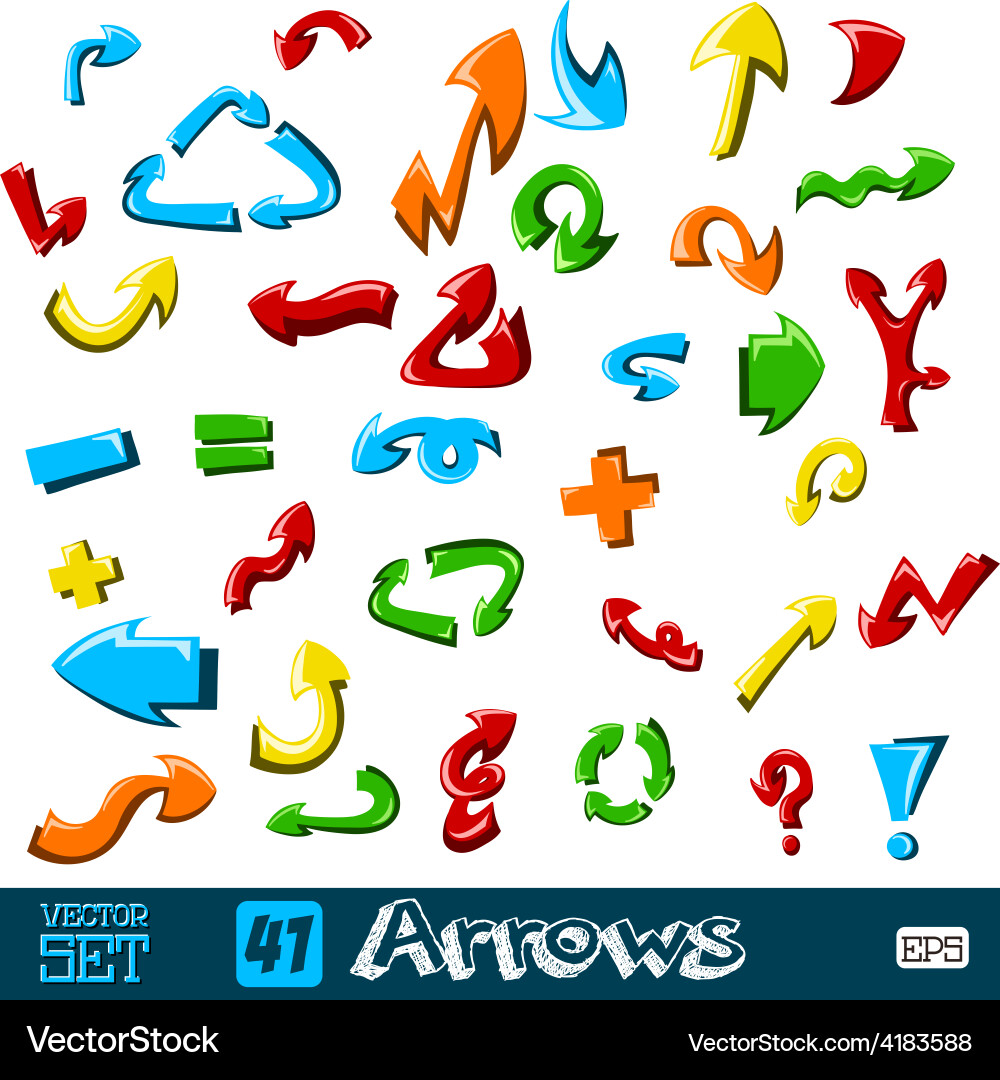 Set of multicolored universal arrows vector image