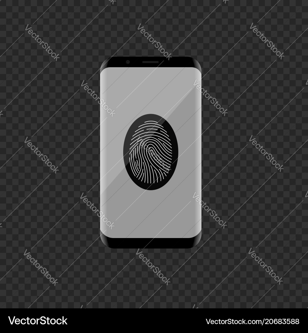 Smartphone with fingerprint scan Smartphone with fingerprint scan Vector Image