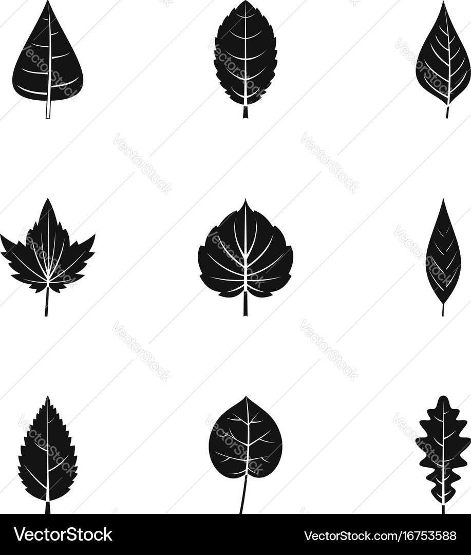 Spring leaf icons set simple style vector image