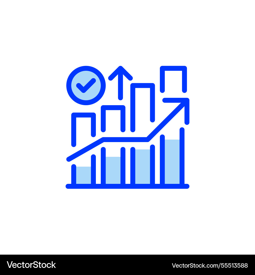 Statistical graph filled line icon linear style Statistical graph filled line icon linear style vector image