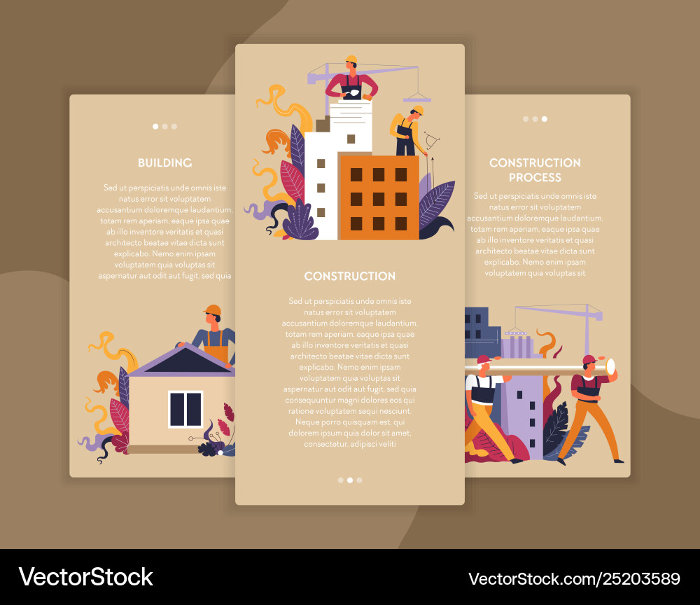 Building and construction process web pages Building and construction process web pages Vector Image