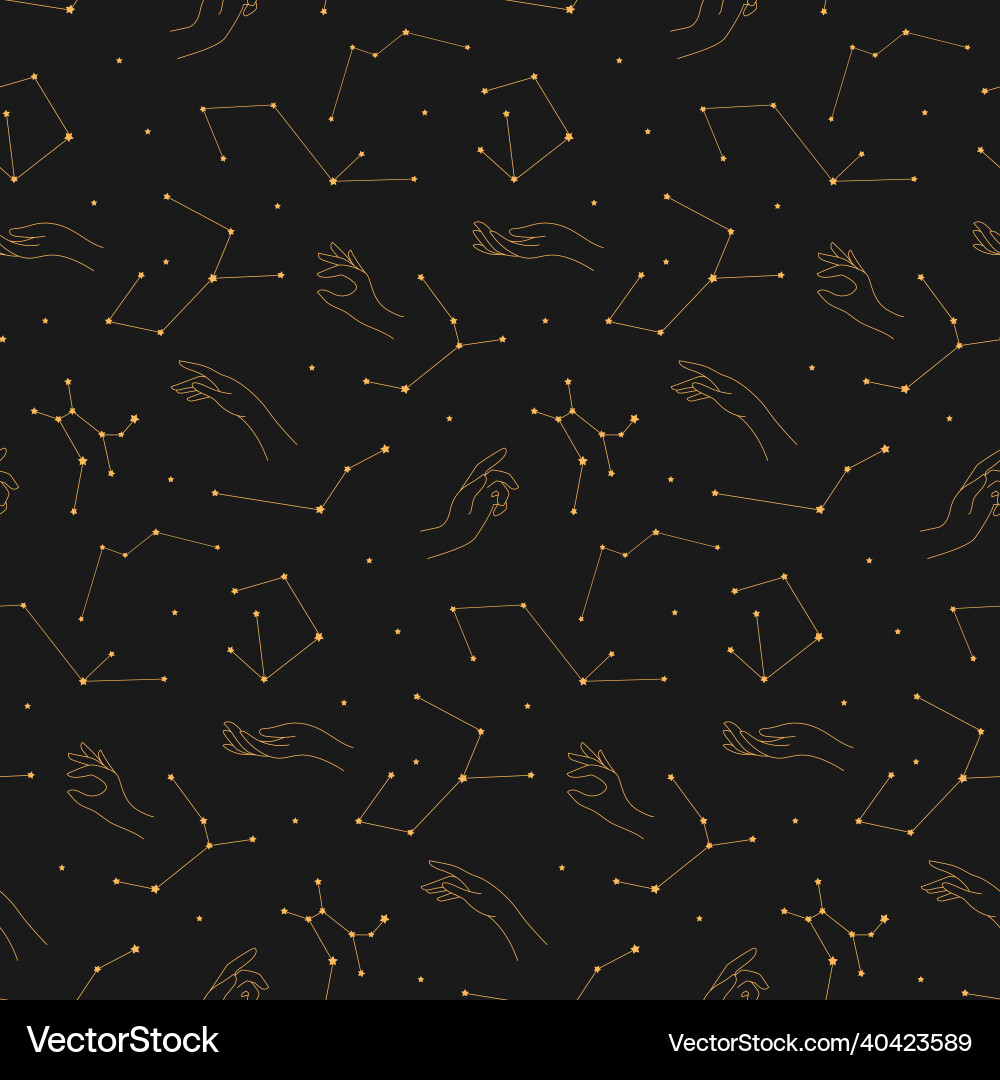 Celestial seamless pattern hands Vector Image