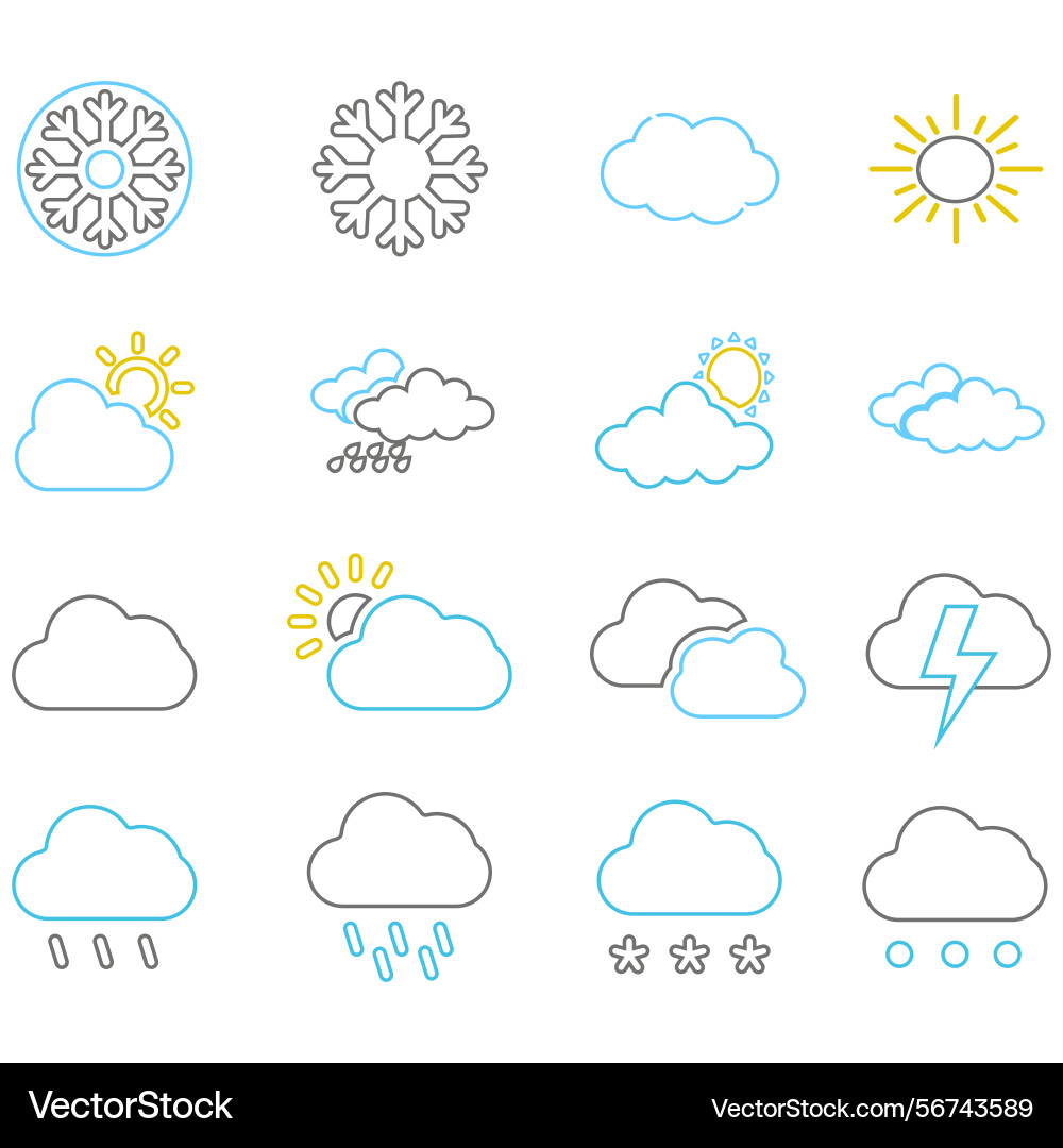 Clouds icons set of in different form Clouds icons set of in different form Vector Image