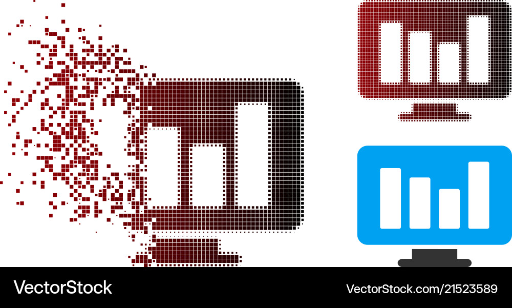 Dissipated pixel halftone bar chart monitoring Dissipated pixel halftone bar chart monitoring vector image