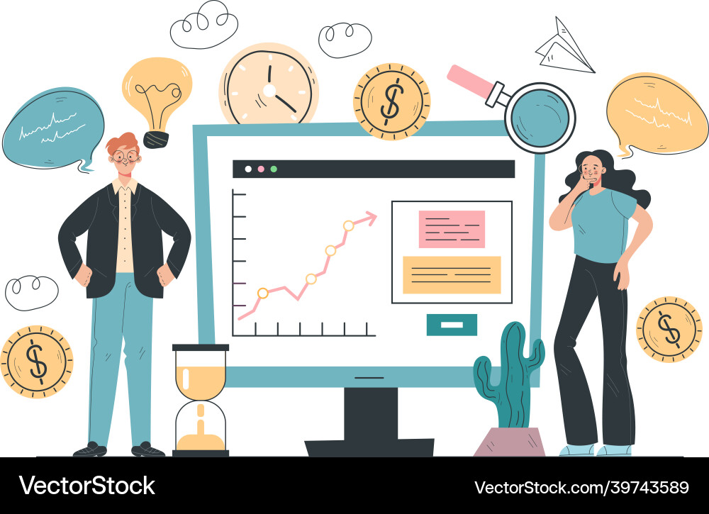 Finanzanalytik Design Element Konzept Finanzanalytik Design Element Konzept vektorbild