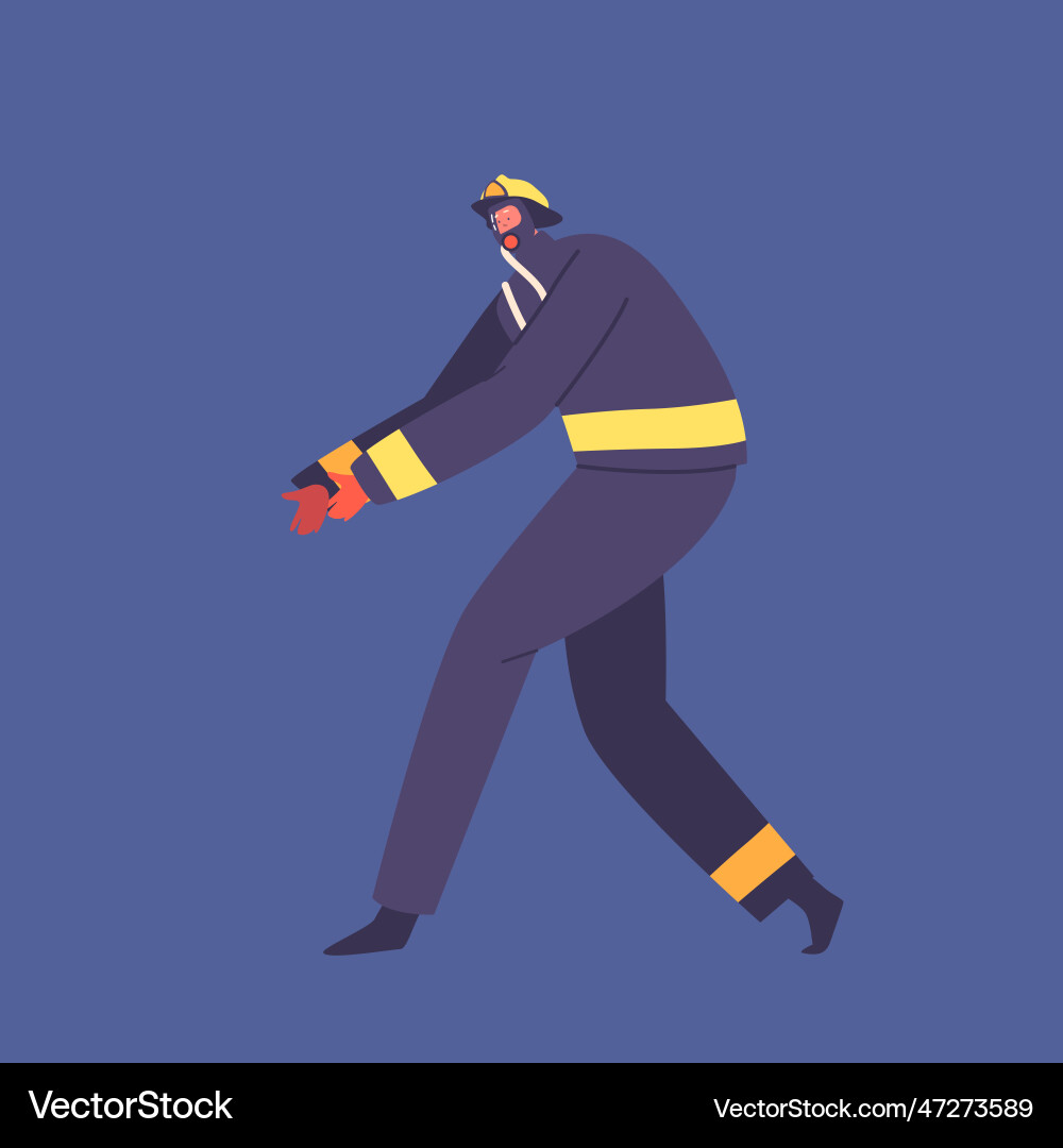 Firefighter character dressed in a distinctive Firefighter character dressed in a distinctive Vector Image