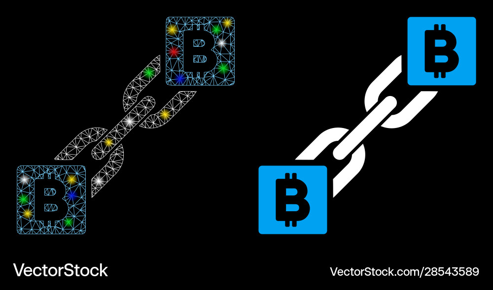 Glossy mesh network bitcoin blockchain icon Vector Image