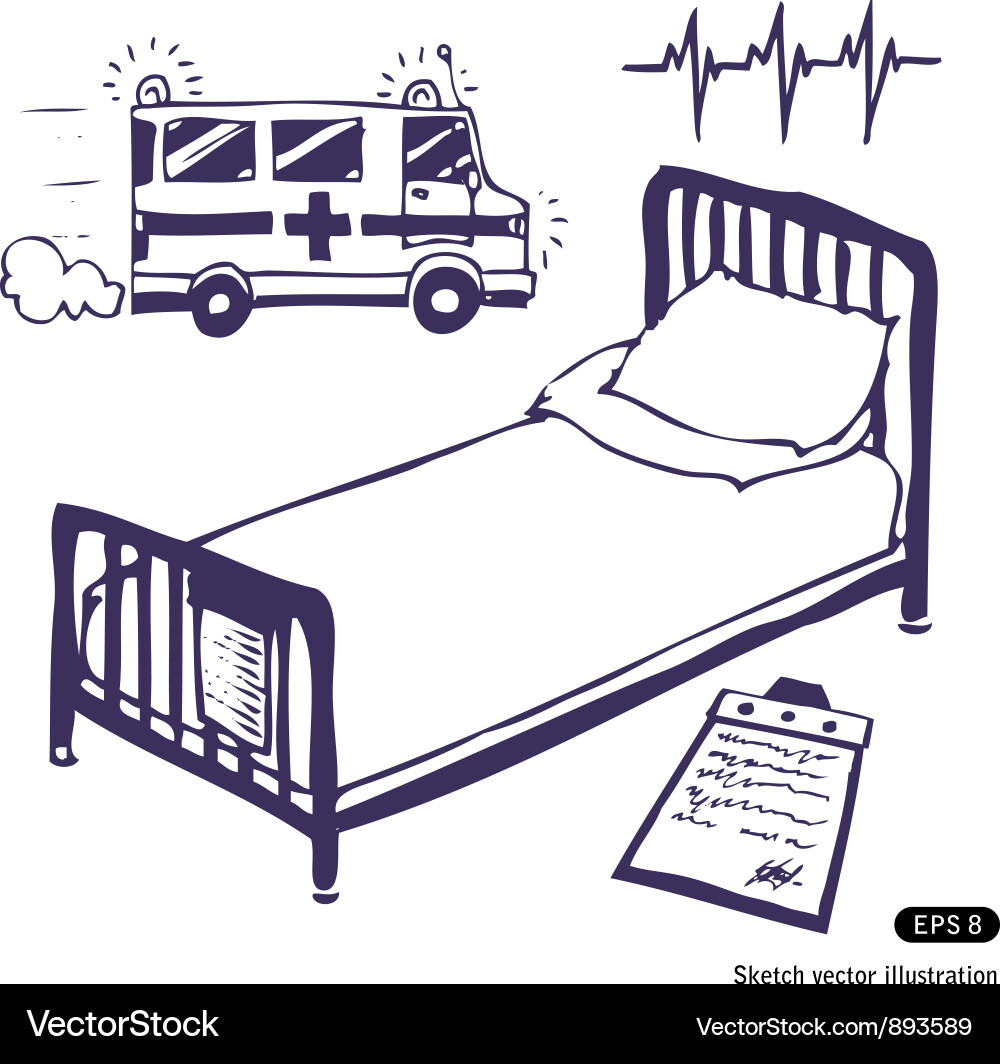 Hospital bed and ambulance vector image