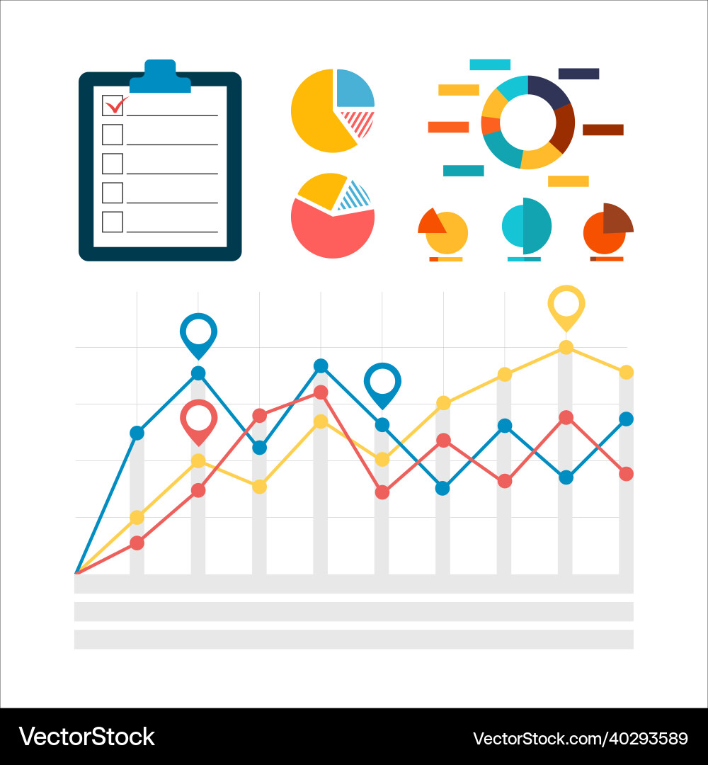 Infographic element design three line charts Infographic element design three line charts vector image