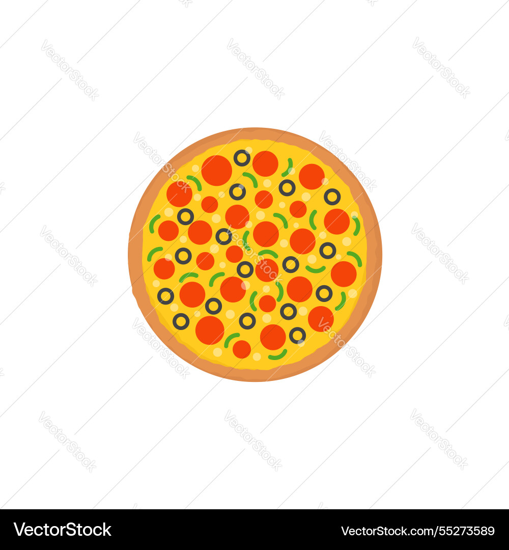Italienische Pfefferoni Pizza mit Gemüse-Ikone Italienische Pfefferoni Pizza mit Gemüse-Ikone vektorbild
