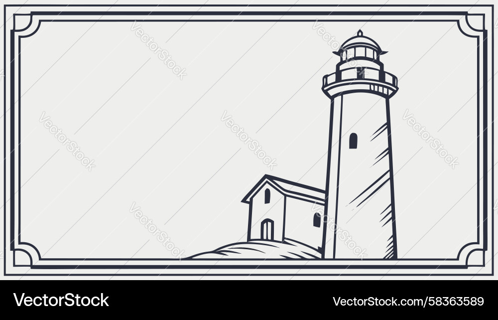 Lighthouse in Rectangular Frame Vector Image