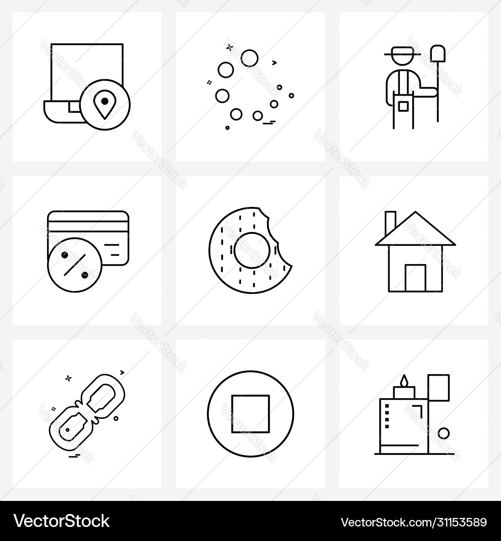 Modern style set 9 line pictograph grid based Vector Image