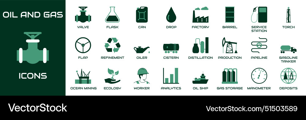 Oil and gas icon set Royalty Free Vector Image