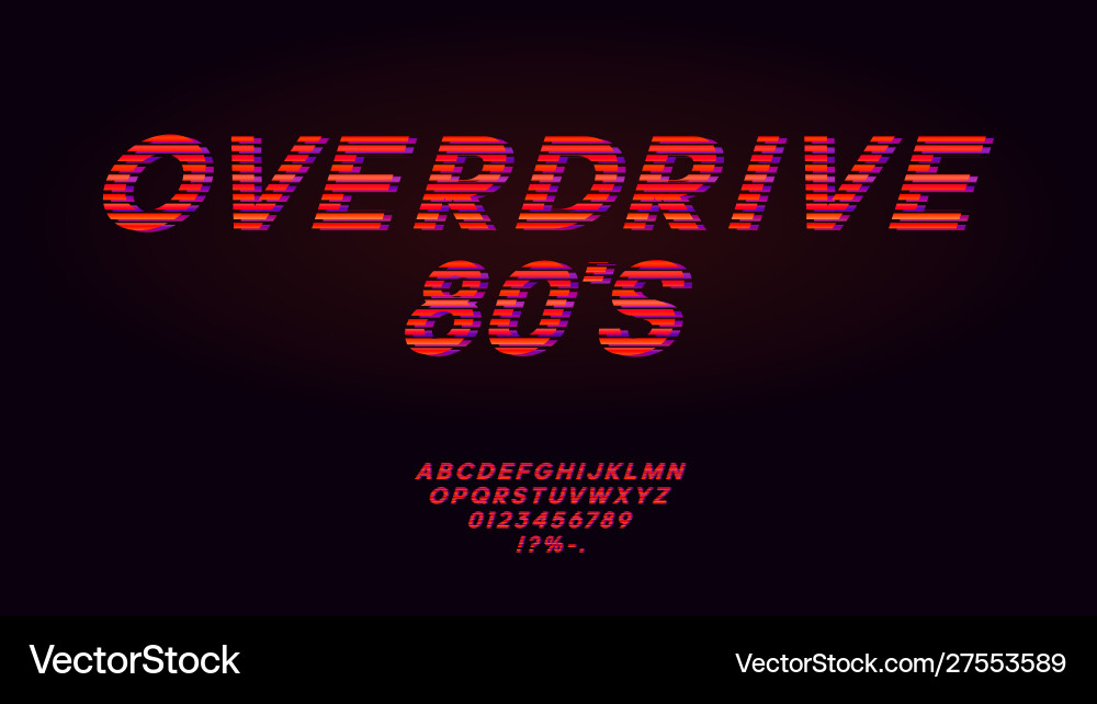 Retrowave synthwave red font design in style Retrowave synthwave red font design in style vector image