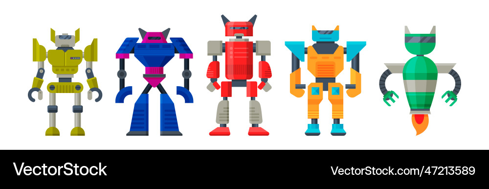 Robot transformer as automated action figure toy Robot transformer as automated action figure toy Vector Image