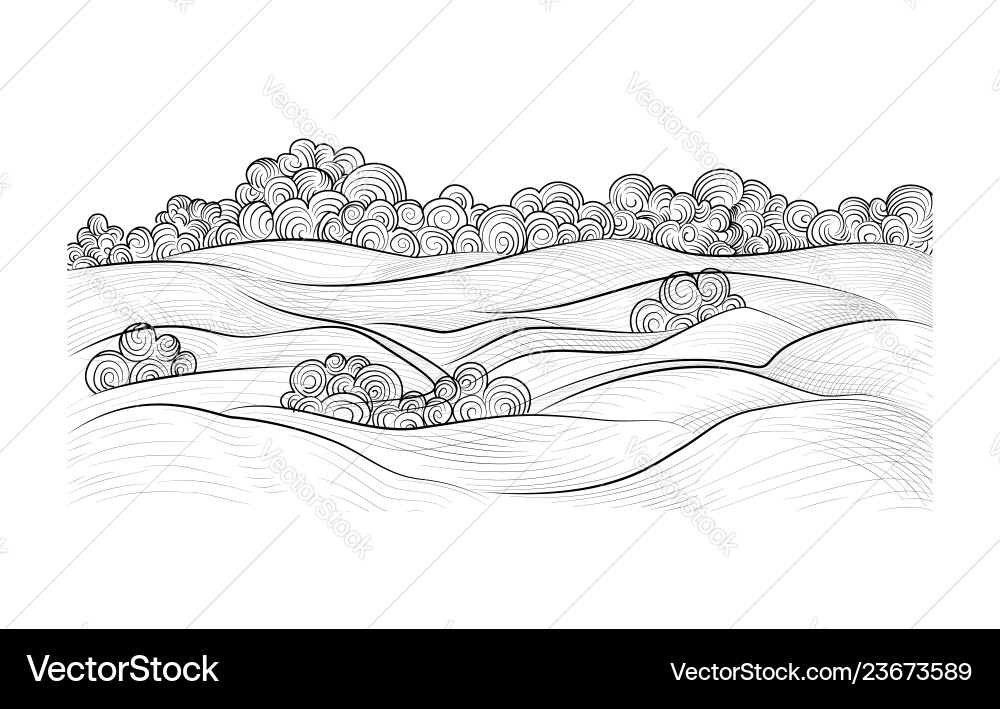 Rural landscape countryside nature skyline Rural landscape countryside nature skyline vector image