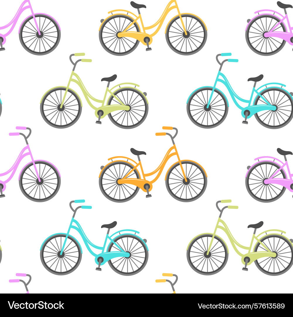 Seamless pattern with colorful bicycles in various Seamless pattern with colorful bicycles in various Vector Image